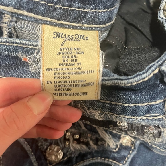 Miss Me Jeans JP5002 Bootcut Dark Wash Embellished Pockets Size 31x31 - Picture 7 of 11